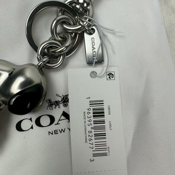 Coach X Peanuts Snoopy Bag Charm In Silver CBH28 with Dust Bag NWT - Picture 3 of 4